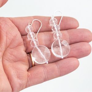 Jess David Clear By Design Quartz drop style faceted stone earrings clear quartz